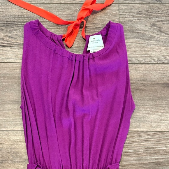 Kate Spade Magenta Purple Katia Cinched Waist Dress With Orange Tie Size Small - Picture 4 of 6